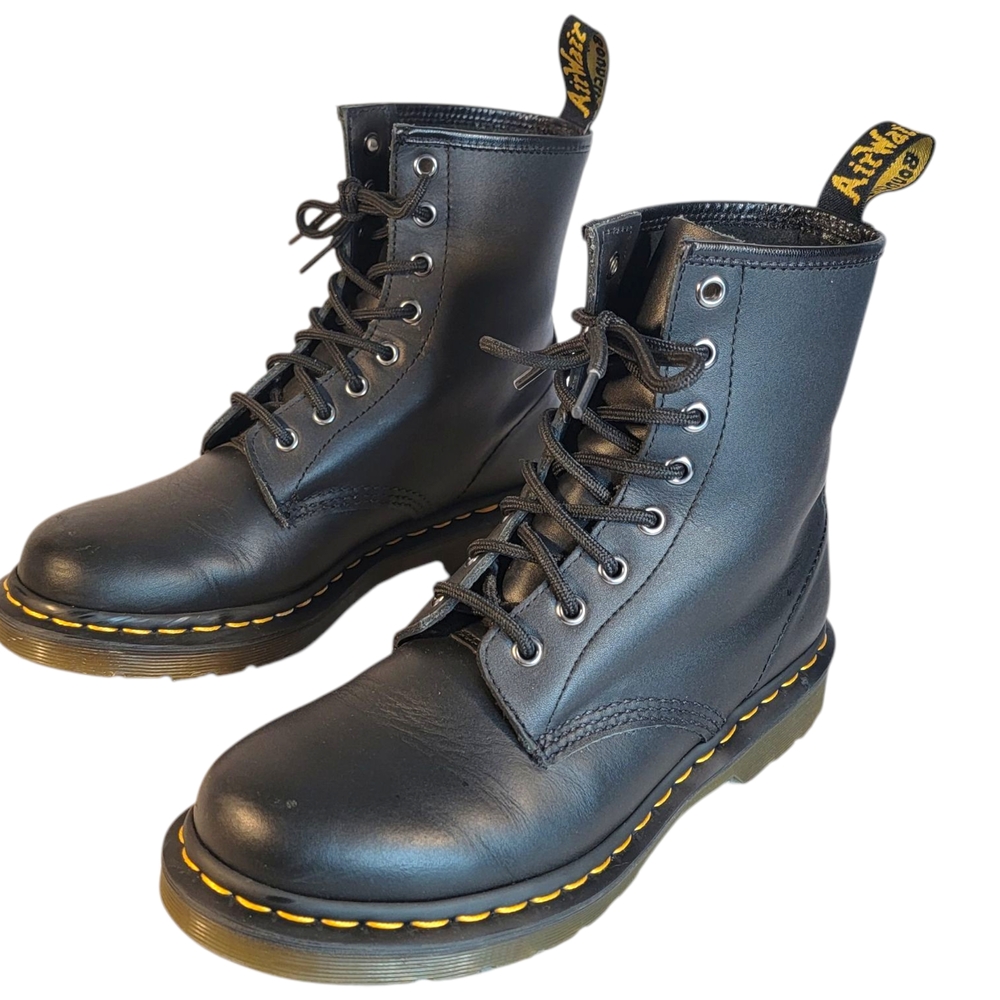 Dr. Martens Black Boots with Yellow Stitching